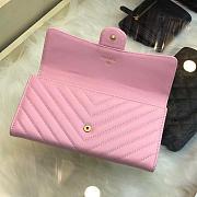 Chanel Long Imported Deer Grain Leather V-Grain Road Wallet  - 3