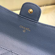 Chanel Classic Cf Long Lychee Purse Smog Blue  - 6
