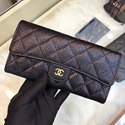 Chanel Classic Cf Long Lychee Purse Black With Green Pink - 6