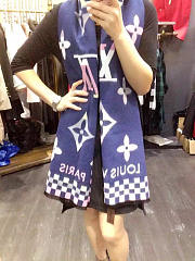 Louis Vuitton Cashmere Long Scarf A10 Black Blue - 4