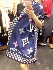 Louis Vuitton Cashmere Long Scarf A10 Black Blue - 3