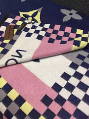 Louis Vuitton Cashmere Long Scarf A10 Black Blue - 5