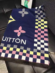 Louis Vuitton Cashmere Long Scarf A10 Black Blue - 6