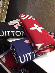 Louis Vuitton Cashmere Long Scarf A10 Black Red - 3