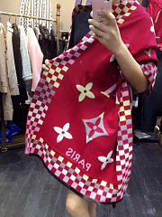 Louis Vuitton Cashmere Long Scarf A10 Black Red - 5