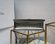 Dior Metallic Gypsum Plaid Pattern Calfskin Clamshell Tote Silver Grey - 5
