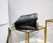 Dior Metallic Gypsum Plaid Pattern Calfskin Clamshell Tote Black - 5
