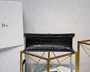 Dior Metallic Gypsum Plaid Pattern Calfskin Clamshell Tote Black - 2