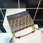 Fendi Kan I Handbag Medium Flip Leather Handbag 283m105 Khaki - 2