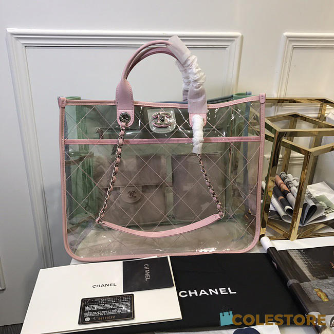 Chanel Spring And Summer Explosions PVC Lambskin Color Transparent Handbag Pink - 1