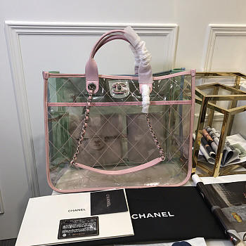 Chanel Spring And Summer Explosions PVC Lambskin Color Transparent Handbag Pink