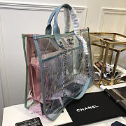 Chanel Spring And Summer Explosions Pvc Lambskin Color Transparent Handbag Light Blue - 3