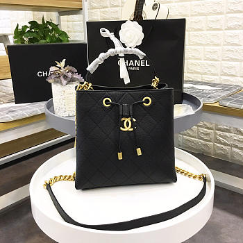 Chanel New Drawstring Bucket Bag Black