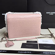 YSL Small Crocodile Silver Chain Front Flap Handbag In Pink - 4