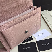 YSL Small Crocodile Silver Chain Front Flap Handbag In Pink - 3