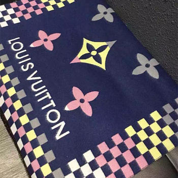 Louis Vuitton Cashmere Long Scarf A10 Black Blue