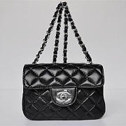 Chanel Lambskin Leather Flap Bag Silver Hardware Black - 1