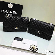 Chanel Lambskin Leather Flap Bag With Gold Hardware Black 30cm - 1