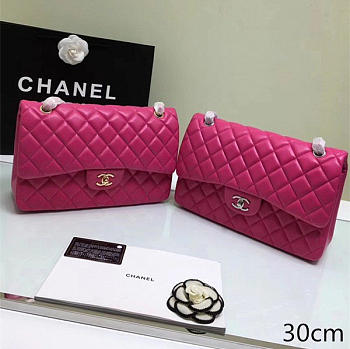 Chanel Lambskin Leather Flap Bag Gold/Silver Rose 30cm