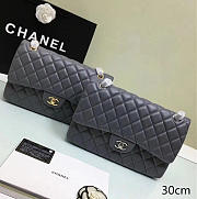 Chanel Lambskin Leather Flap Bag Gold/Silver Grey 30cm  - 1