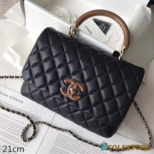 Colesstore Chanel Flap Bag With Top Handle Black 21 cm - 1
