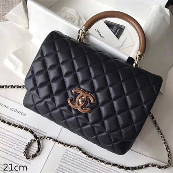 Colesstore Chanel Flap Bag With Top Handle Black 21 cm