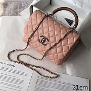 Colestore Chanel Flap Bag With Top Handle Pink 21 cm - 1