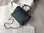 Colestore Chanel Flap Bag With Top Handle Dark Green 21 cm - 5