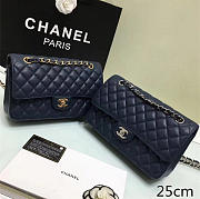 Chanel Calfskin Leather Flap Bag Gold/Silver Royalblue 25cm - 1