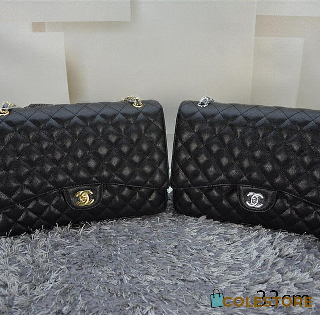 Chanel Caviar Leather Flap Bag With Gold/Silver Hardware Black 33cm  - 1
