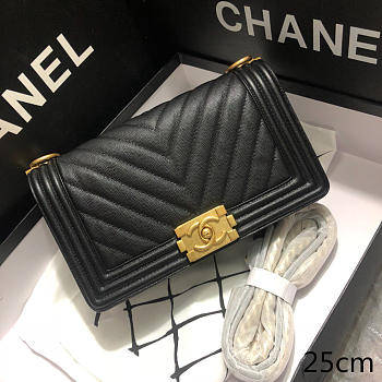 Chanel Original Quality Large V Fine Ball Black Gold Hardware 67086