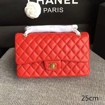 Lassic Chanel Lambskin Flap Shoulder Bag Red A01112 