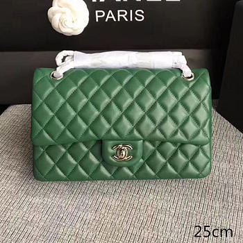 Chanel Lambskin Classic Handbag Green A01112 