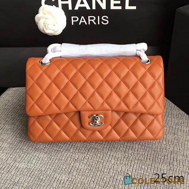 Chanel Lambskin Classic Handbag Orange A01112  - 1
