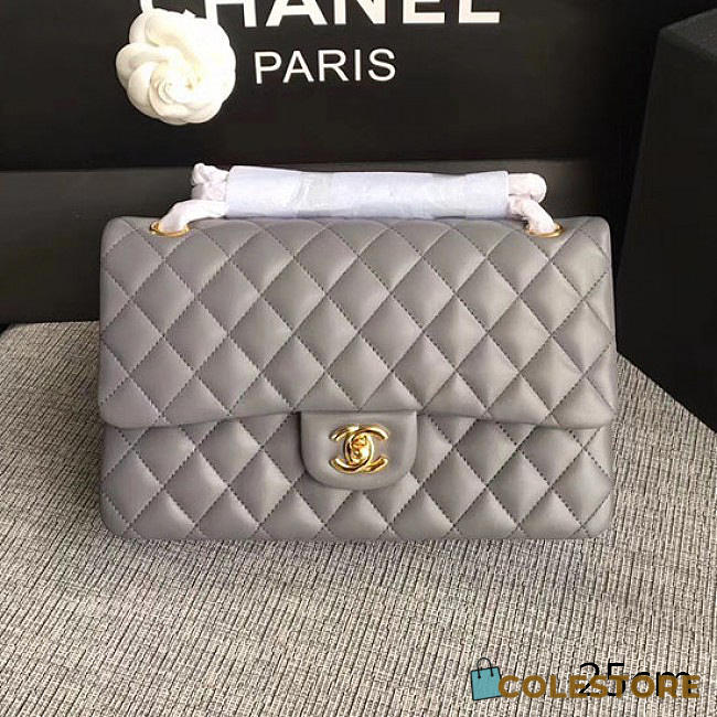 Chanel Lambskin Classic Flap Bag Grey A01112 VS00884 - 1