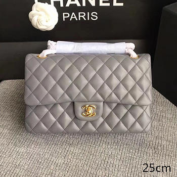 Chanel Lambskin Classic Flap Bag Grey A01112 VS00884