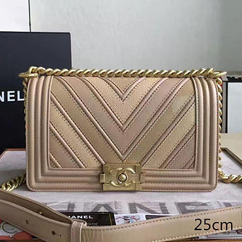 Chanel Chevron Quilted Medium Boy Bag Beige A67086 VS03308