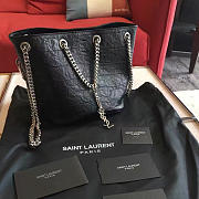YSL Crocodile Embossed Leathe Bucket Bag Black 5136 - 1