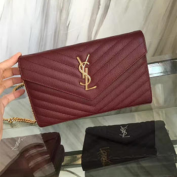 YSL Gold Monogram College Wine 5075