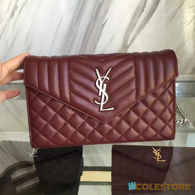YSL Envelop Satchel Wine Red 5137 - 1