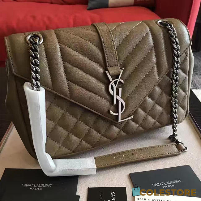 YSL Envelop Satchel Brown 5123 - 1