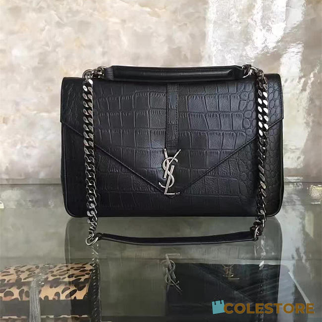 YSL Monogram College In Embossed Crocodile Shiny Leather 5106 - 1