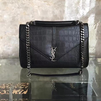 YSL Monogram College In Embossed Crocodile Shiny Leather 5106