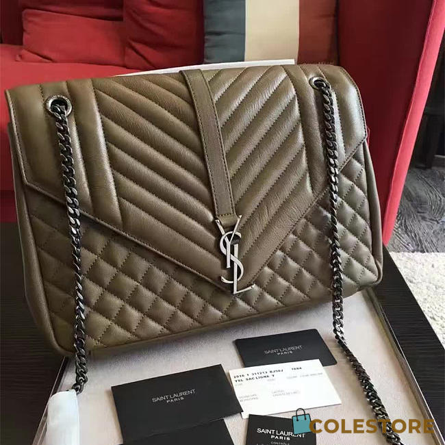 YSL Envelop Satchel Large Brown 5125 - 1
