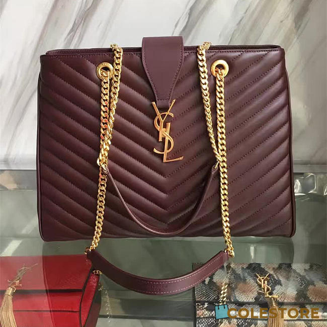 YSL Classic Shopper Wine Red 5138 - 1