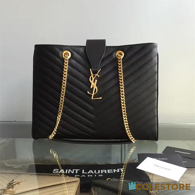 YSL Classic Shopper Gold Black 5132 - 1