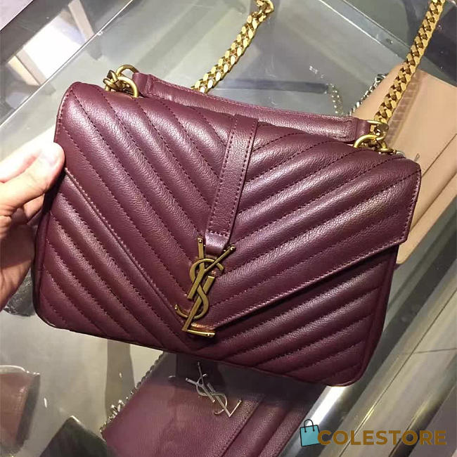 YSL Gold Monogram College Wine Red 5113 - 1
