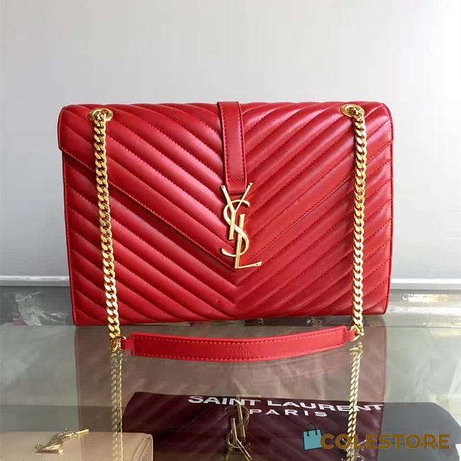 YSL Gold Monogram College Red 5087 - 1
