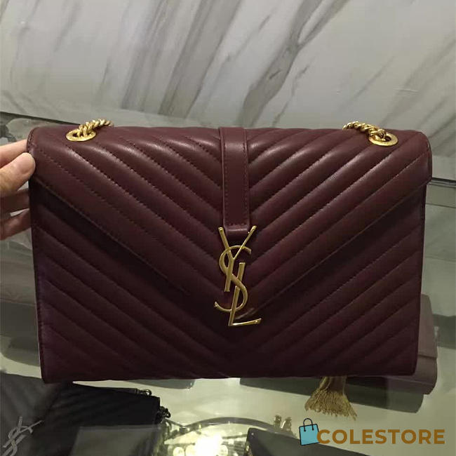 YSL Gold Monogram College Wine Red 5082 - 1