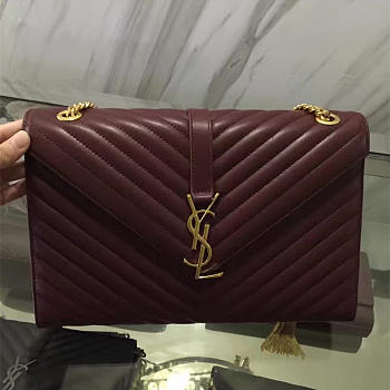 YSL Gold Monogram College Wine Red 5082